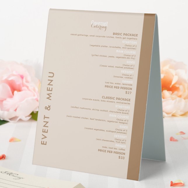 Gourmet Catering Menu Table Tent (In SItu (Wedding))