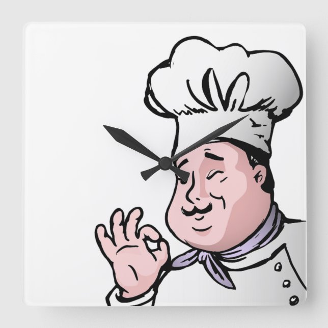GOURMET CHEF SQUARE WALL CLOCK (Front)