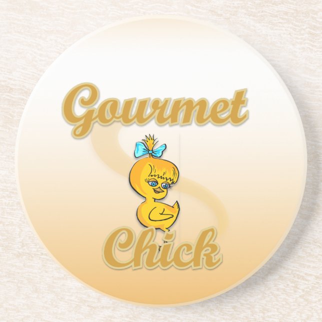 Gourmet Chick Sandstone Coaster (Front)