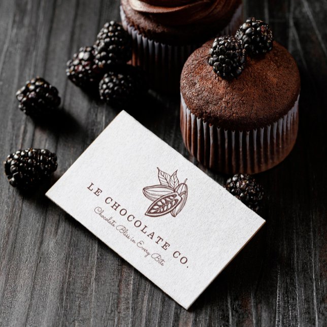 Gourmet Chocolate Baker Cocoa Bean Business Card (Creator Uploaded)