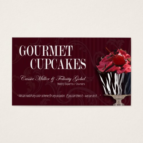 "Gourmet Cupcakes" - Fancy Desserts, Pastries Business Card Template