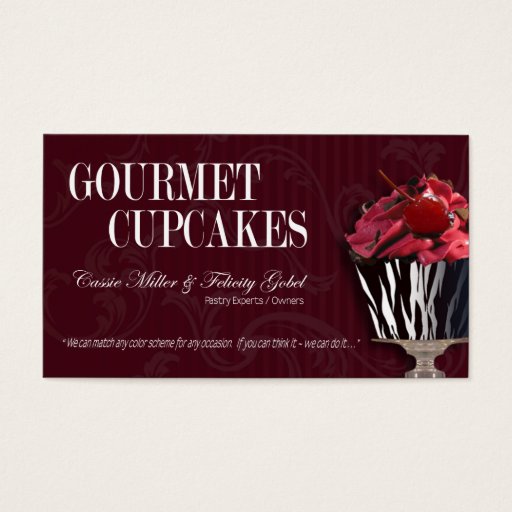 Customizable "Gourmet Cupcakes" - Fancy Desserts, Pastries Business Card Template