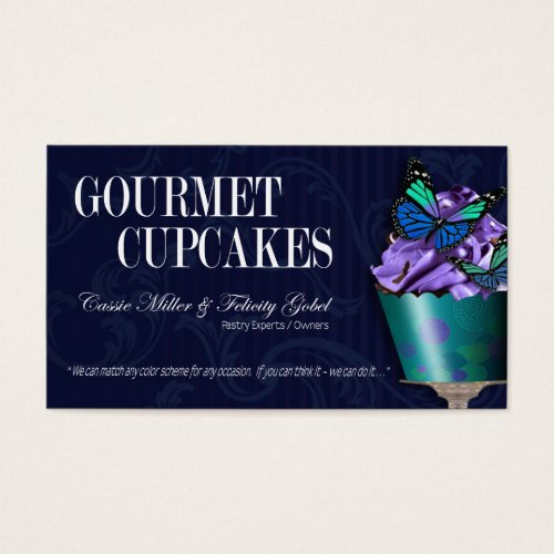 "Gourmet Cupcakes" - Fancy Desserts, Pastries Business Cards