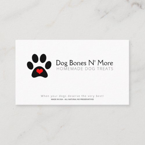 Gourmet Dog Treats Bakery Business Card