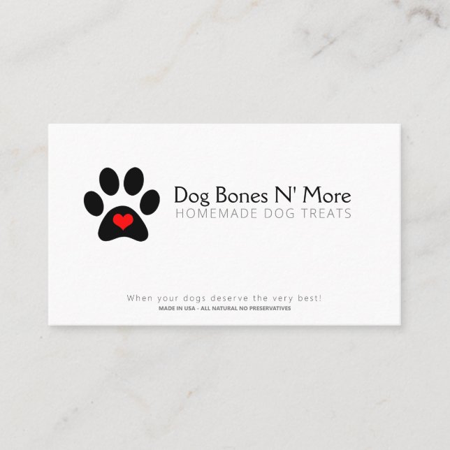 Gourmet Dog Treats Bakery Business Card (Front)