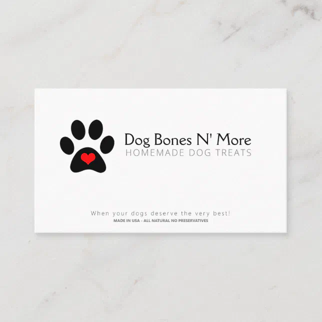 Gourmet Dog Treats Bakery Business Card Zazzle
