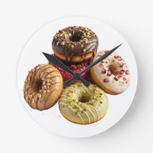 Gourmet Donuts Kitchen Wall Clock | Colorful Baker