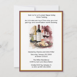 Gourmet Food and Fine Wine Tasting Party Invitation