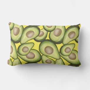 Gourmet Fresh Cut Vegan Avacados Lumbar Pillow