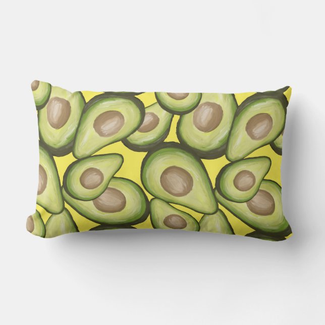 Gourmet Fresh Cut Vegan Avacados Lumbar Pillow (Front)