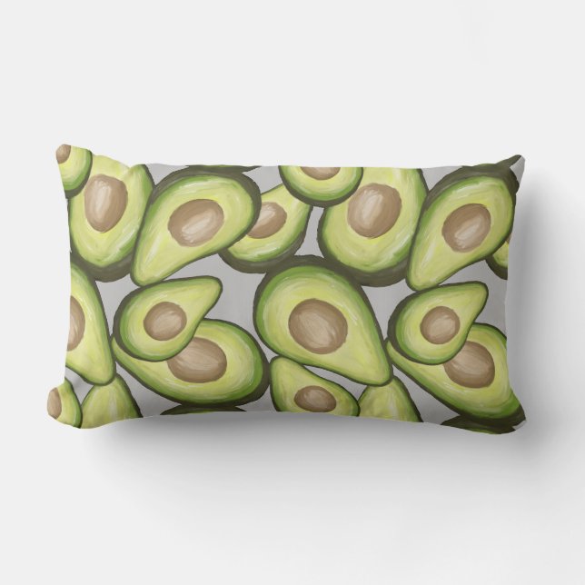 Gourmet Fresh Cut Vegan Avacados Lumbar Pillow (Front)