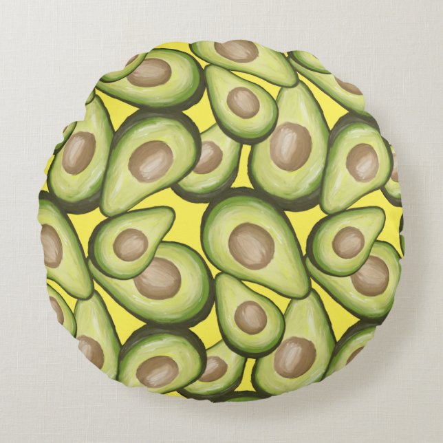 Gourmet Fresh Cut Vegan Avacados Round Pillow (Front)