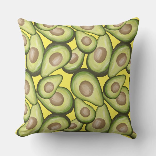 Gourmet Fresh Cut Vegan Avacados Throw Pillow (Front)