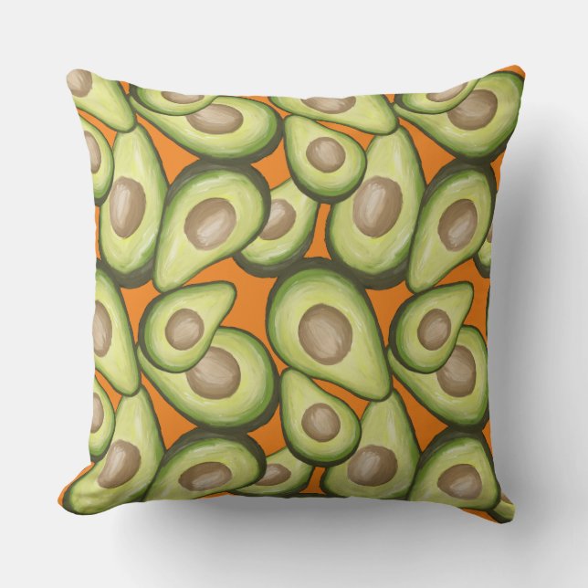 Gourmet Fresh Cut Vegan Avacados Throw Pillow (Front)