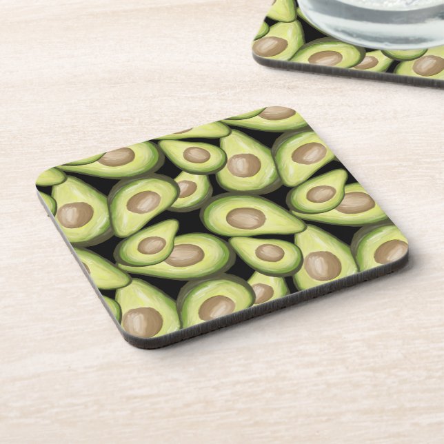 Gourmet Fresh Cut Vegan Avocado Pattern Beverage Coaster (Left Side)