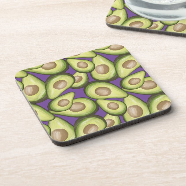 Gourmet Fresh Cut Vegan Avocado Pattern Beverage Coaster (Left Side)
