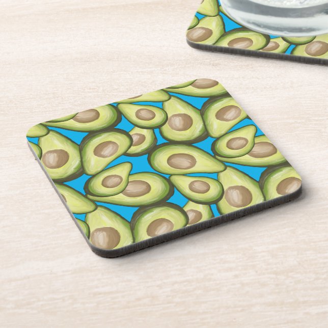 Gourmet Fresh Cut Vegan Avocado Pattern Beverage Coaster (Left Side)