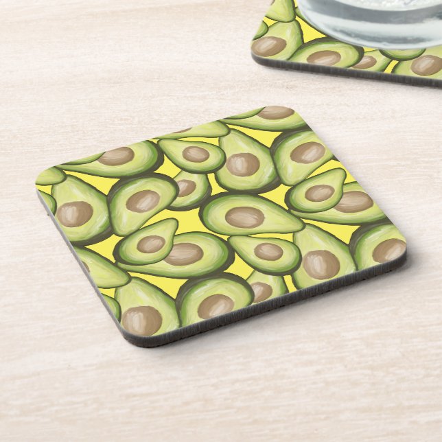Gourmet Fresh Cut Vegan Avocado Pattern Beverage Coaster (Left Side)