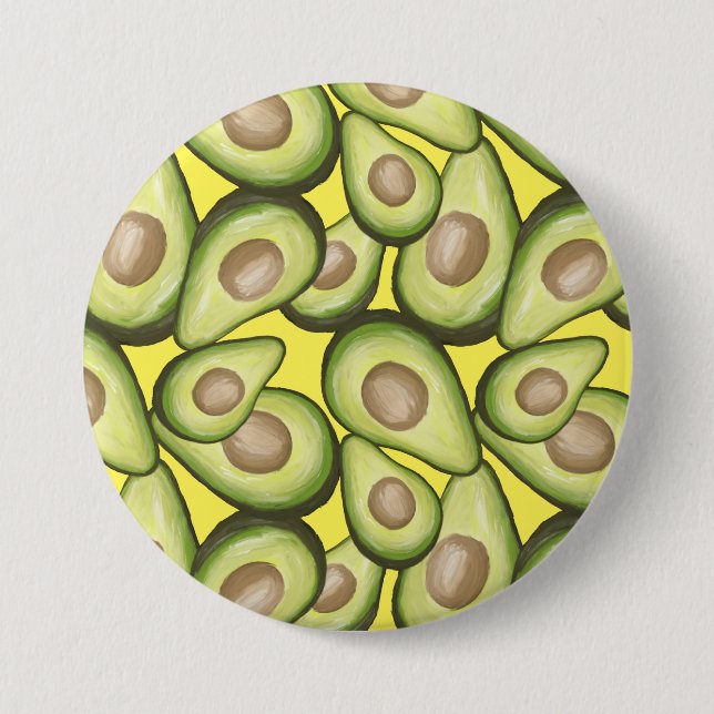 Gourmet Fresh Cut Vegan Avocado Pattern Button (Front)