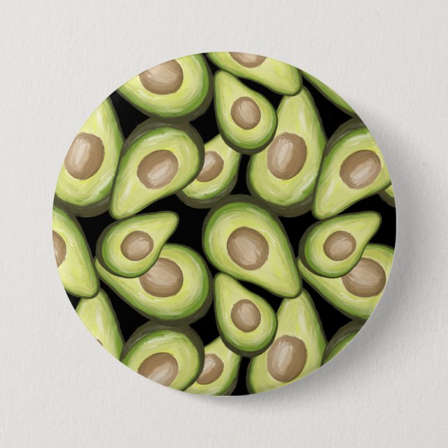 Gourmet Fresh Cut Vegan Avocado Pattern Button (Front)