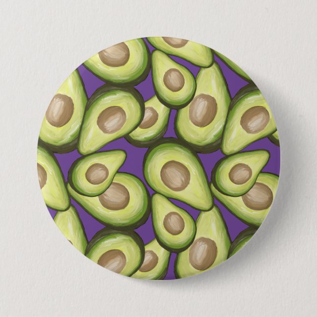 Gourmet Fresh Cut Vegan Avocado Pattern Button (Front)