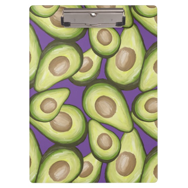 Gourmet Fresh Cut Vegan Avocado Pattern Clipboard (Front)