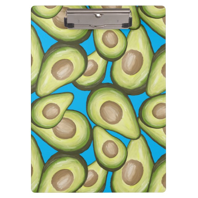 Gourmet Fresh Cut Vegan Avocado Pattern Clipboard (Front)