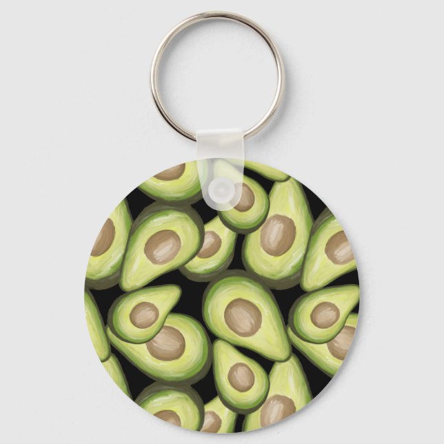 Gourmet Fresh Cut Vegan Avocado Pattern Keychain (Front)