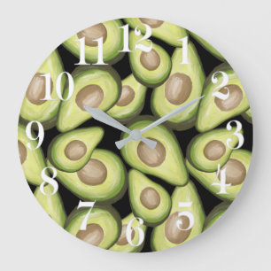 Gourmet Fresh Cut Vegan Avocado Pattern Large Clock