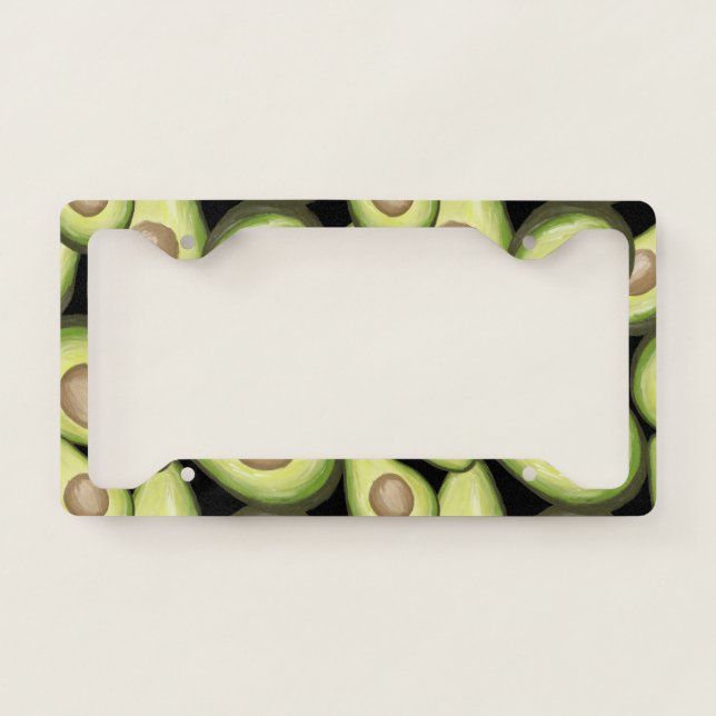 Gourmet Fresh Cut Vegan Avocado Pattern License Plate Frame (Front)