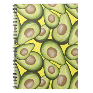 Gourmet Fresh Cut Vegan Avocado Pattern Notebook