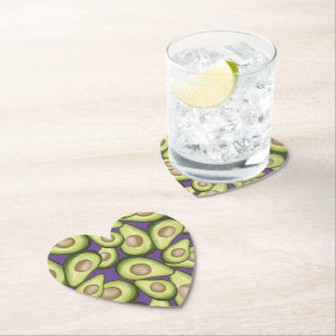 Gourmet Fresh Cut Vegan Avocado Pattern Square Pap Paper Coaster