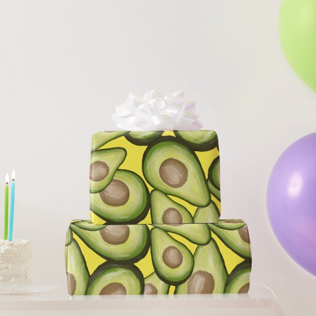 Gourmet Fresh Cut Vegan Avocado Pattern Wrapping Paper (Party Gifts)