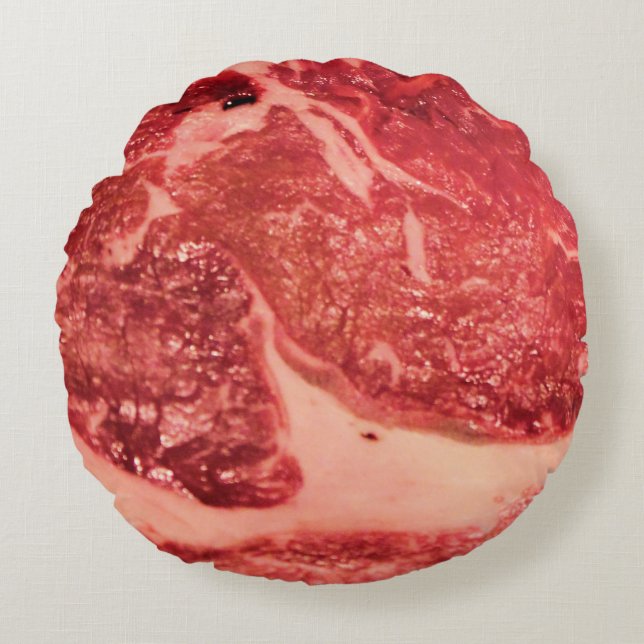 Gourmet Grill Master Ribeye Steak Photo Round Pillow (Front)