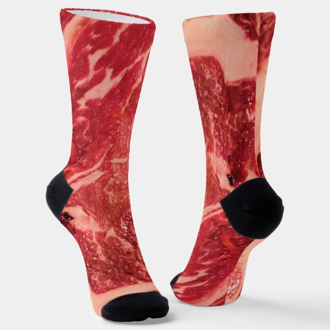 Gourmet Grill Master Ribeye Steak Photo Socks (Angled)