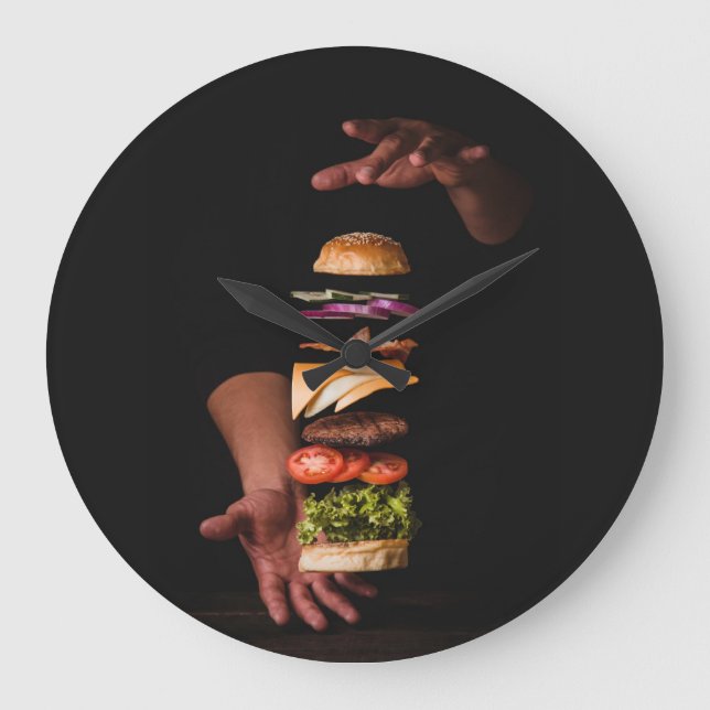 Gourmet Hamburger Acrylic Wall Clock (Front)