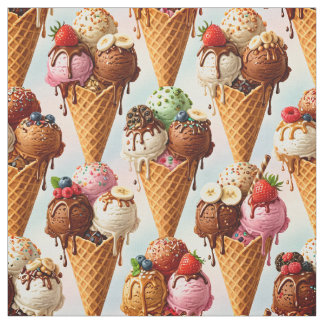 Gourmet Ice Cream Cones Seamless Fabric