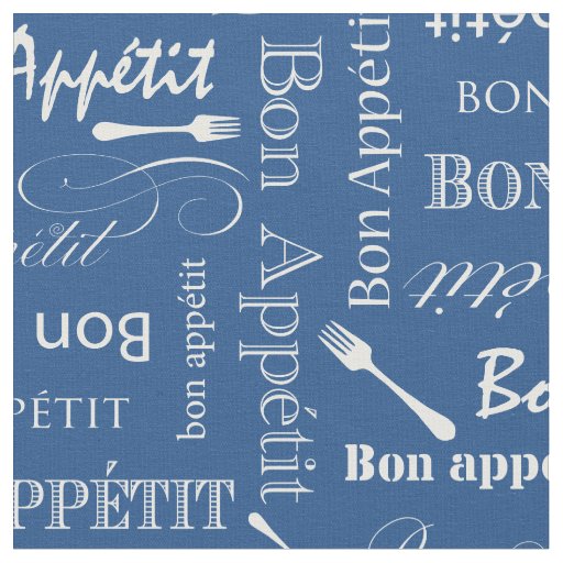 Gourmet Kitchen Bon Appetit Blue Custom Color Fabric