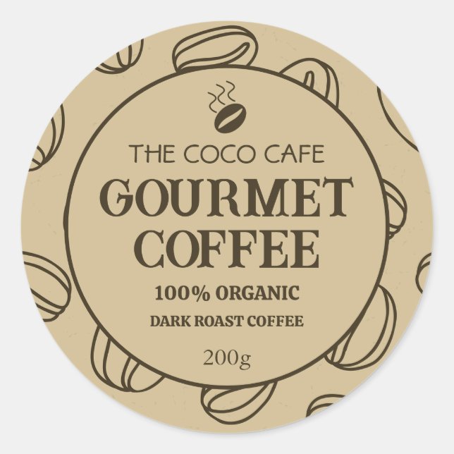 Gourmet Personalized Coffee Label Sticker  (Front)