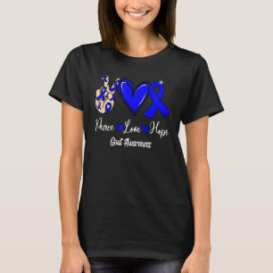 Gout Awareness Peace Love Hope Blue Ribbon T-Shirt