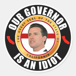 Gov. Newsome is an idiot Classic Round Sticker