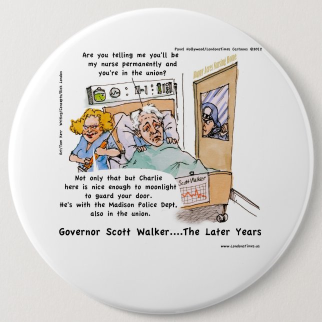 Gov Scott Walker Funny Satirical Gifts Tees Etc Button (Front)