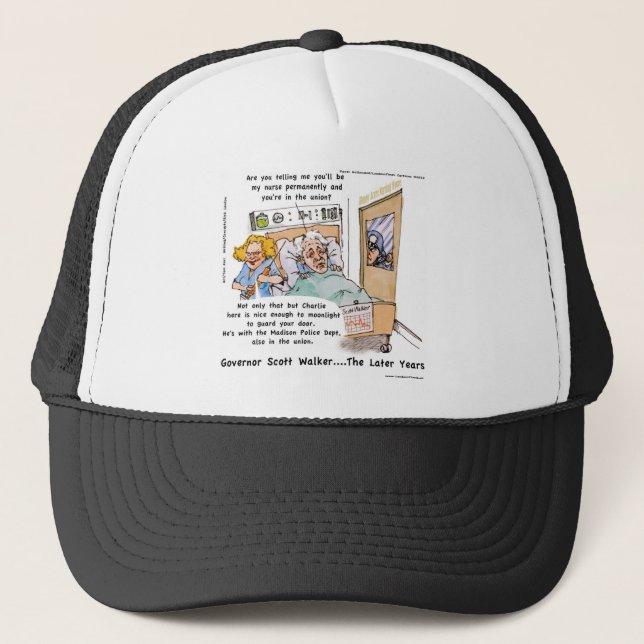 Gov Scott Walker Funny Satirical Gifts Tees Etc Trucker Hat (Front)