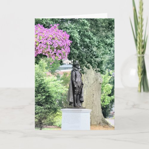 Gov William Bradford monument in summer Card