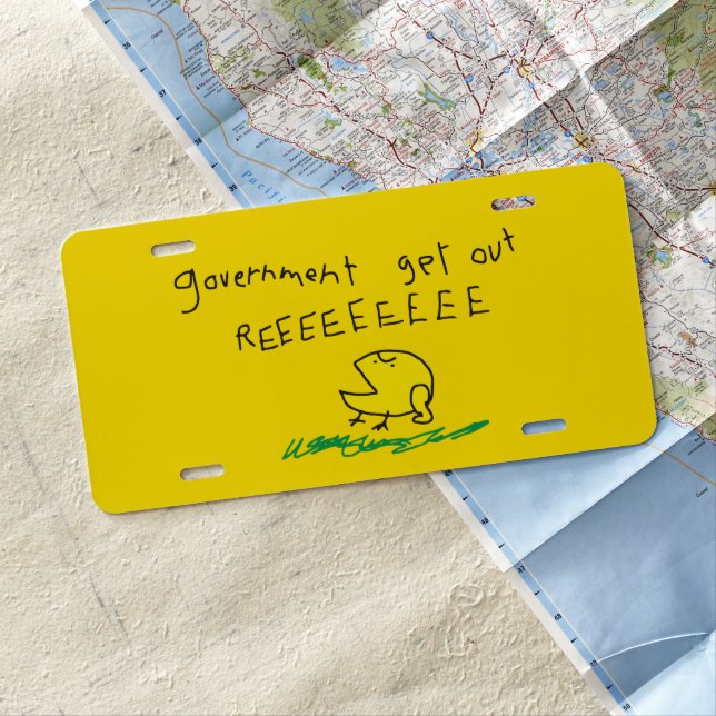 Government get out REE SNEKRIGHT Gadsden Flag License Plate (In Situ)
