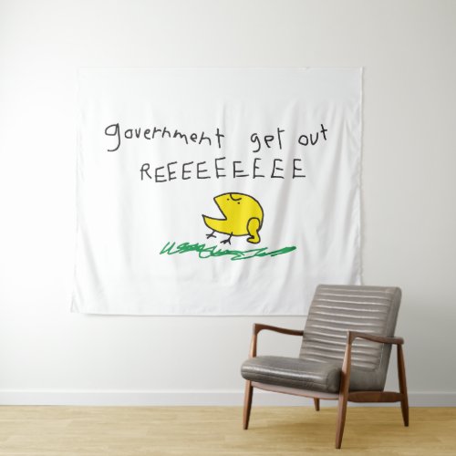 Government get out REE SNEKRIGHT Gadsden Flag Tapestry