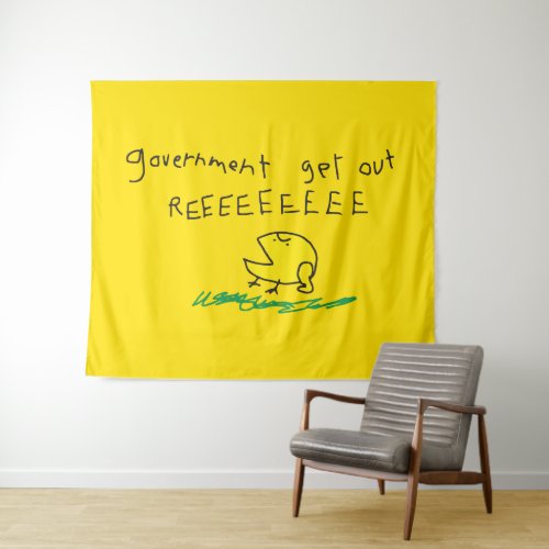 Government get out REE SNEKRIGHT Gadsden Flag Tapestry