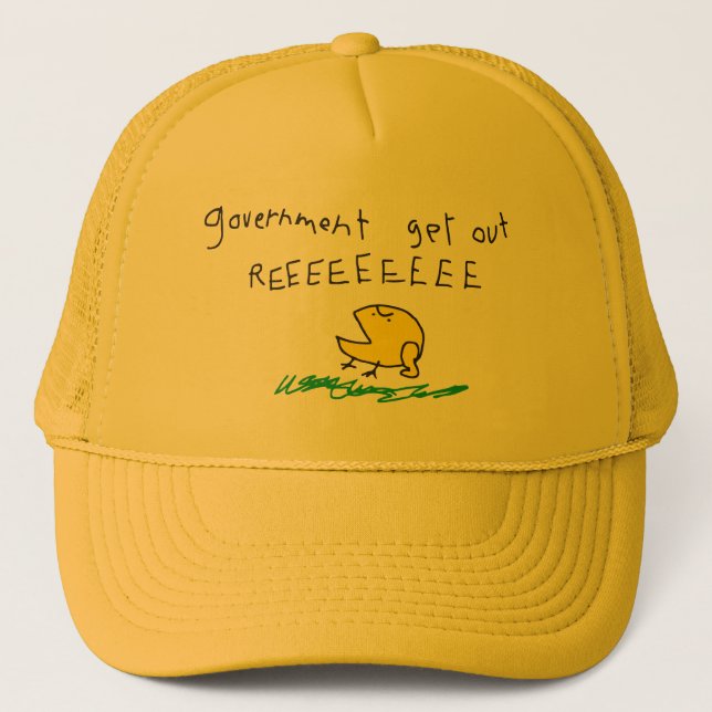 Government get out REE SNEKRIGHT Gadsden Flag Trucker Hat (Front)