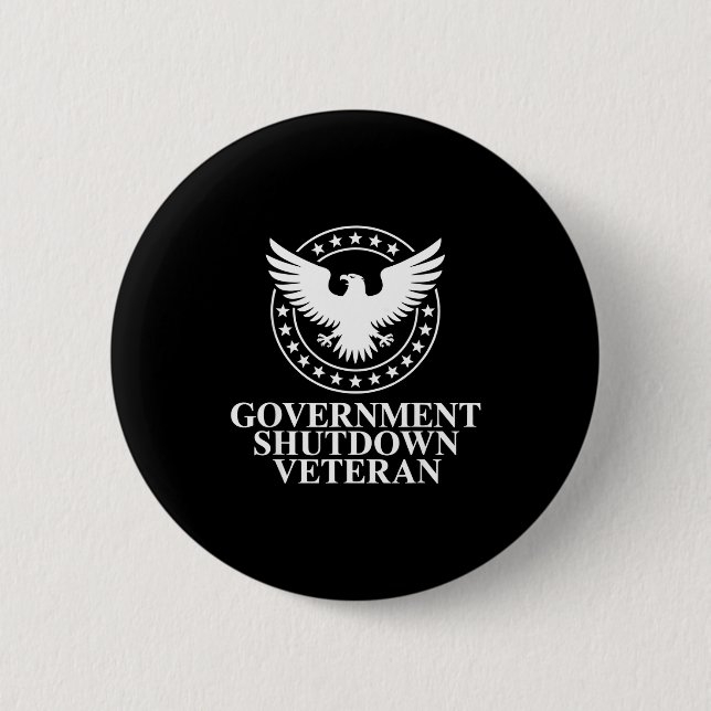 Government Shutdown Veteran Eagle Patriotic Litica Button (Front)