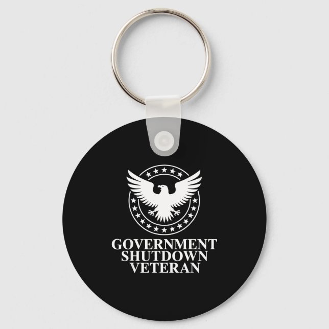 Government Shutdown Veteran Eagle Patriotic Litica Keychain (Front)